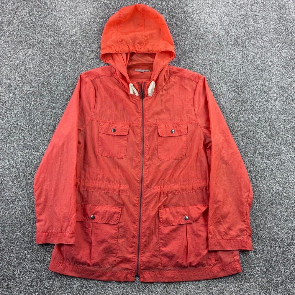 Gap Windbreaker Jacket Mens Large Orange Nylon Hooded Full Zip Field Chore